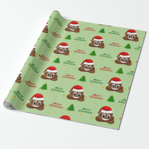 Cadeau emoji de noël poo avec papier d'emballage de chape