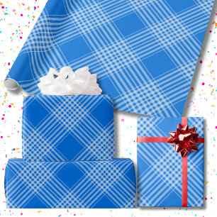 Cadeau en vichy papier d'enveloppement À damiers bleu et 