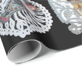 Cadeau Enfant Jésus, Antique Papier de Noël, Noir (Coin rond)