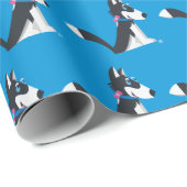 Cadeau Enroué - papier d'emballage (bleu) (Coin rond)