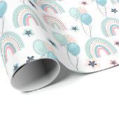 Cadeau Envelopper le papier avec des ballons et des arcs- (Coin rond)