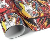 Cadeau Envelopper le papier guitares électriques (Coin rond)