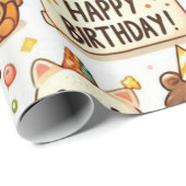 Cadeau Envelopper le thème d'anniversaire du papier (Coin rond)