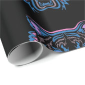 Cadeau Envelopper le TIGER de papier sur le noir. (Coin rond)