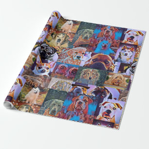 Cadeau Envelopper Papier Chien Chien Chien Chiens Collage
