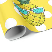 Cadeau Été amusant ananas soleil bain de soleil papier ca (Coin rond)