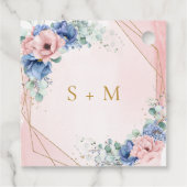 Cadeau Étiquettes Boho rose et bleu fleuri eucalyptus fav (Dos)