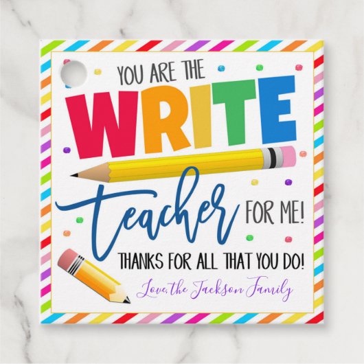 Cadeau Étiquettes cadeaux au crayon de l'enseignant (Devant)