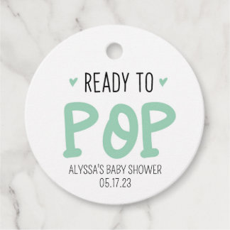 Cadeau Étiquettes de Baby shower vert Prêt À Pop