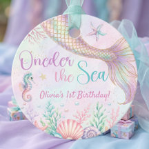 Étiquettes de cadeaux d'anniversaire de sirène sou