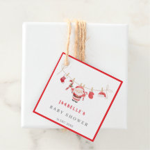 Étiquettes de cadeaux de bébé au Père Noël rouge p