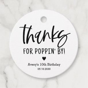 Cadeau Étiquettes de cadeaux de fête de pop-corn Merci de