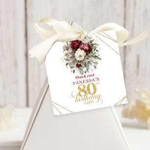 Cadeau Étiquettes de faveur d'anniversaire 80 ans avec ve