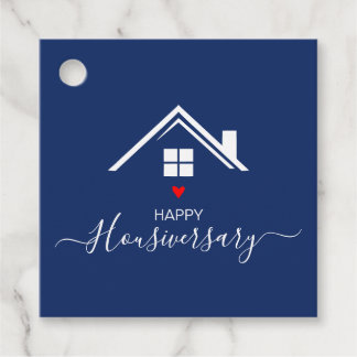 Cadeau Étiquettes de faveur d'anniversaire de maison bleu