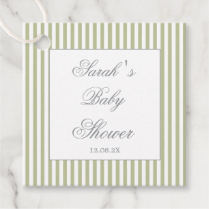 Cadeau Étiquettes de faveur de Baby Shower à rayures vert