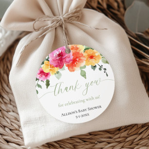 Cadeau Étiquettes de faveur de baby shower avec pivoines