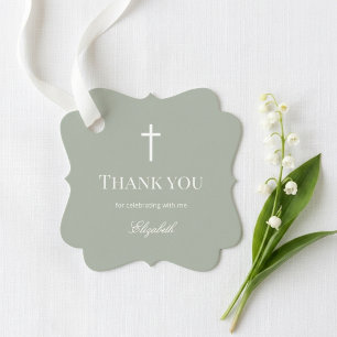 Cadeau Étiquettes de Faveur de Baptême Minimalistes Vert