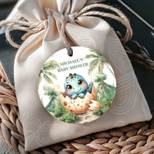 Cadeau Étiquettes de Faveur de Douche Bébé Dino Mignon Éc