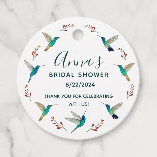 Cadeau Étiquettes de faveur de douche de mariage Colibri (Devant)