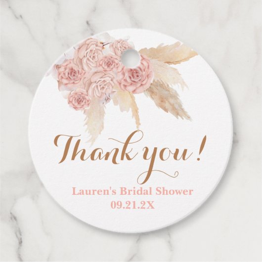 Cadeau Étiquettes de faveur de douche nuptiale rose de ga (Devant)