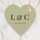 Cadeau Étiquettes de faveur de mariage à initiales vert s (Dos)