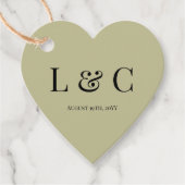 Cadeau Étiquettes de faveur de mariage à initiales vert s (Devant)