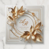Cadeau Étiquettes de Faveur de Mariage à Monogramme Doré (Devant)