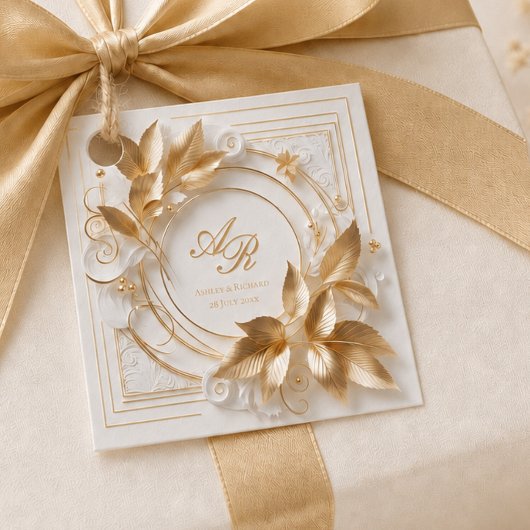 Cadeau Étiquettes de Faveur de Mariage à Monogramme Doré