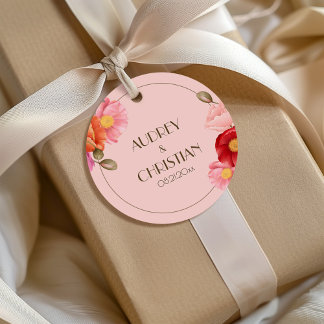 Cadeau Étiquettes de faveur de mariage au coquelicot aqua