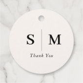 Cadeau Étiquettes de faveur de mariage blanc à monogramme (Dos)
