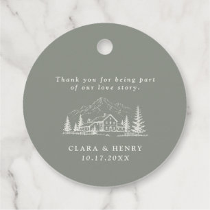 Cadeau Étiquettes de faveur de mariage en bois de pin sag