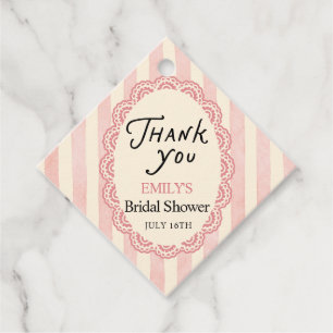 Cadeau Étiquettes de faveur de mariage rose en dentelle v