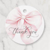 Cadeau Étiquettes de Faveur de Mariage Rose Pâle Nœud (Devant)