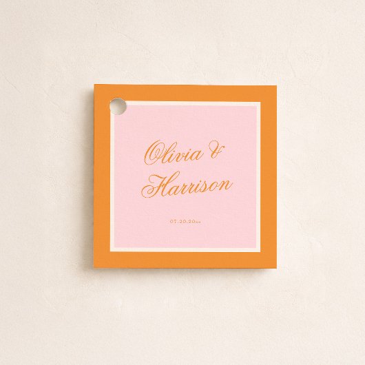 Cadeau Étiquettes de Faveur de Mariage Script Rose Orange