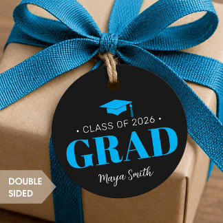 Cadeau Étiquettes de faveur de remise de diplôme bleu noi