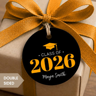 Cadeau Étiquettes de faveur de remise de diplôme jaunes e