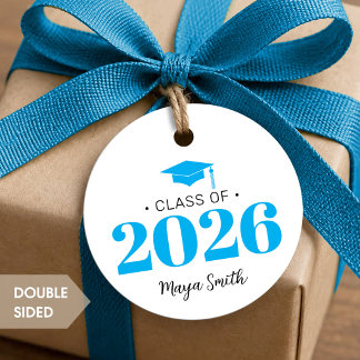 Cadeau Étiquettes de faveur de remise des diplômes bleu n