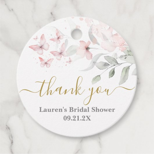 Cadeau Étiquettes de faveur florales papillon (Devant)