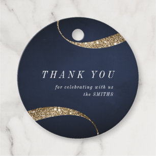 Cadeau Étiquettes de faveur minimalistes bleues et dorées