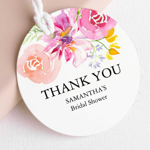 Cadeau Étiquettes de faveur personnalisées Fleurs aquarel