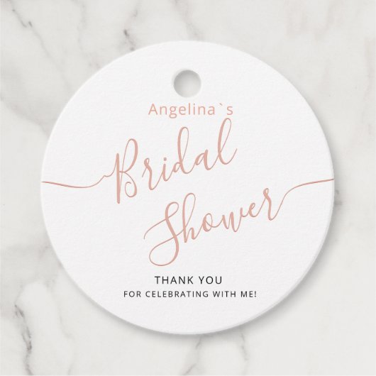 Cadeau Étiquettes de faveur pour une douche de mariée. (Devant)