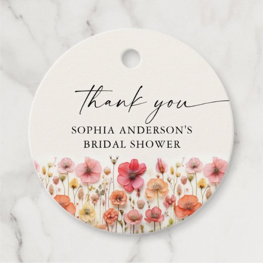 Cadeau Étiquettes de faveur rondes de la douche de mariée (Devant)