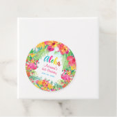 Cadeau Étiquettes de faveur rondes Flamant Tropical Luau  (En situation)