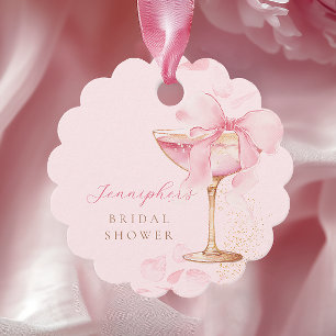 Cadeau Étiquettes de faveur rose pour brunch et bulles