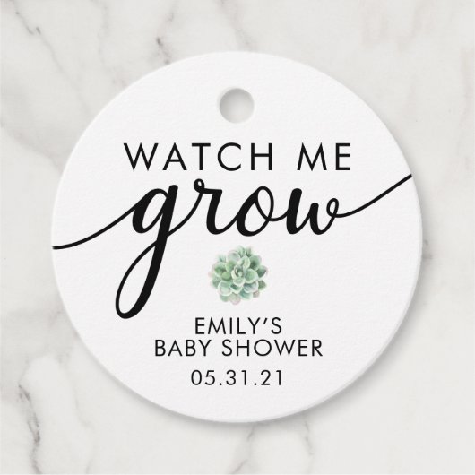 Cadeau Étiquettes de faveur succulente pour BABY SHOWER (Devant)