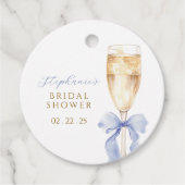 Cadeau Étiquettes de Faveurs de Mariage avec un Nœud Bleu (Devant)