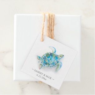 Cadeau Étiquettes de Faveurs Tortue de Mer à l'Aquarelle