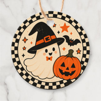 Cadeau Étiquettes de faveurs vintage Halloween | Chat noi