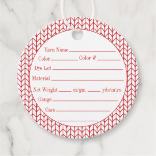 Cadeau Étiquettes de laine ronde en tricot LIGNE ROUGE