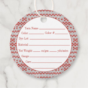 Cadeau Étiquettes de laine rondes 2" RED NORDIC KNIT